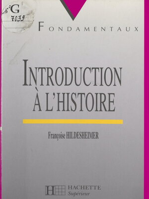 cover image of Introduction à l'Histoire